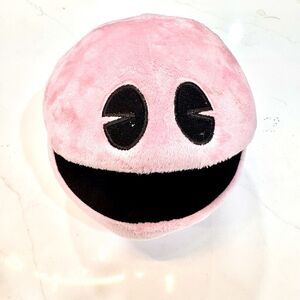 Pac-Man Pink Plush Stuffed Toy 8” Round Arcade Character